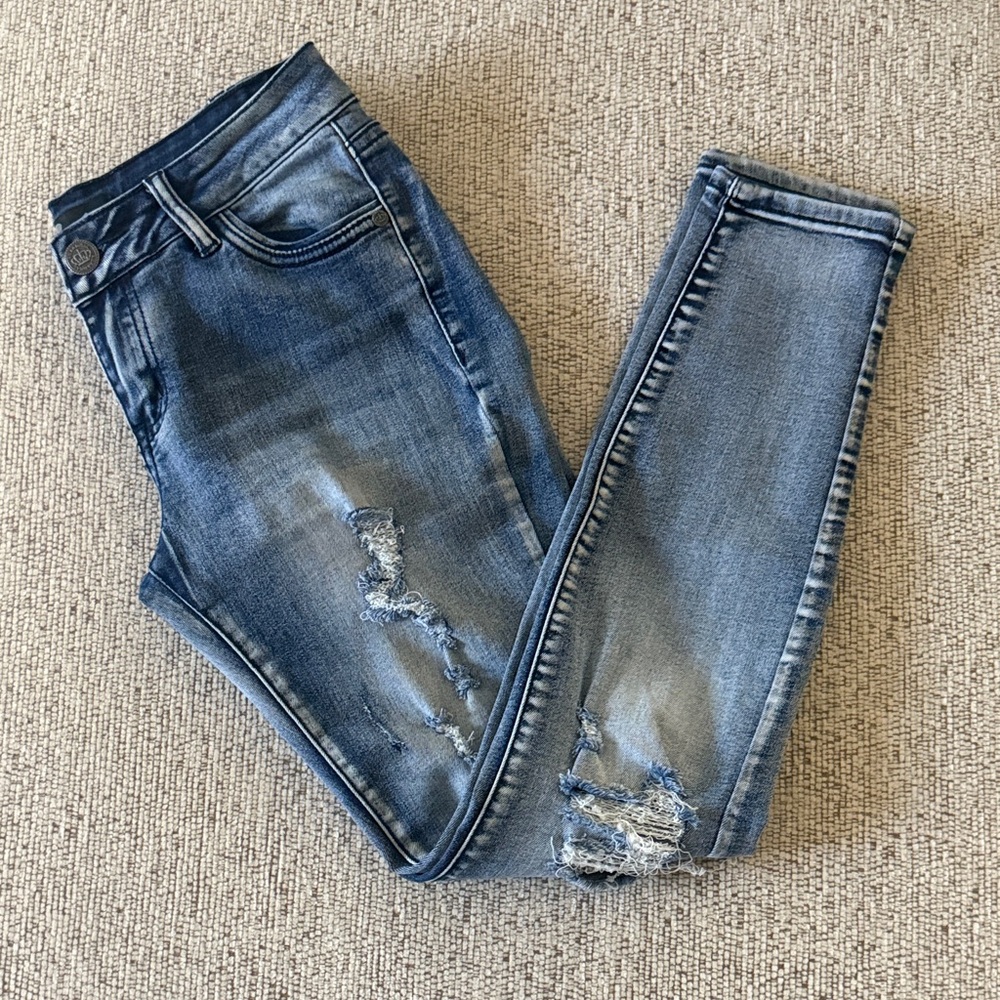 Rock & Royal Women's Blue Distressed Jeans